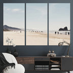 Minimalist Beach Wall Art Canvas Print, Framed Coastal Serenity Soft Sand