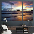 Beach Sunset Wall Art Canvas Print, Tropical Ocean Waves
