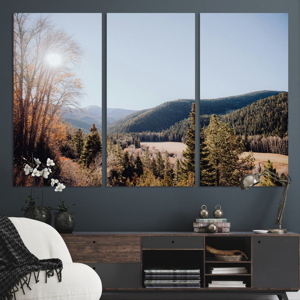 Rustic Landscape Wall Art Canvas Print, Serene Valley Scene
