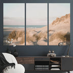 Beach Landscape Wall Art Canvas Print, Framed Sand Dune Photography, Minimalist Seascape Coastal Decor