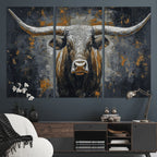 Rustic Bull Wall Art Canvas Print, Longhorn Wall Decor