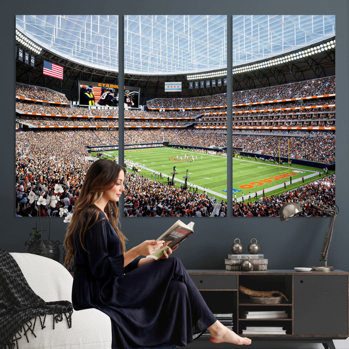 Chicago Bears Soldiers Field Wall Art Canvas Print, Framed and Ready to Hang