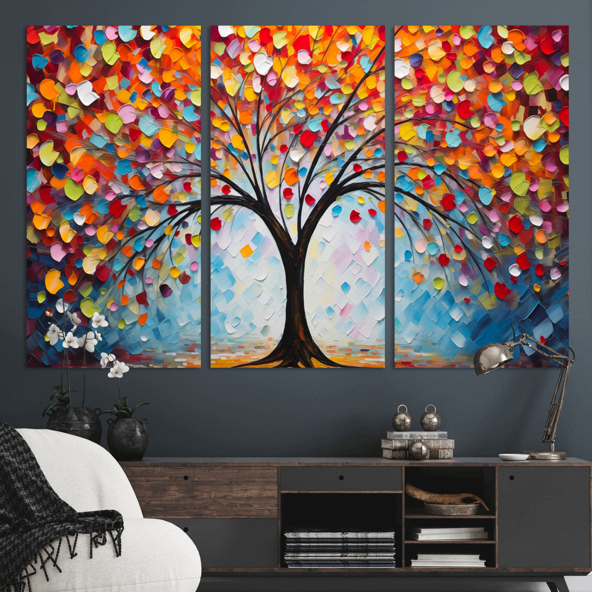 Vibrant Tree of Life Canvas Wall Art | Colorful Abstract Nature