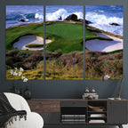 California Pebble Beach Golf Links Wall Art Canvas Print, Iconic Monterey Coastal Golf Course