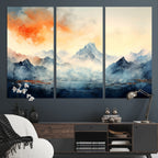 Warm Clouds Abstract Mountain Wall Art, Modern Landscape Canvas Print
