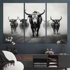 Texas Longhorn Wall Art Canvas Print, Framed Speckled Cow