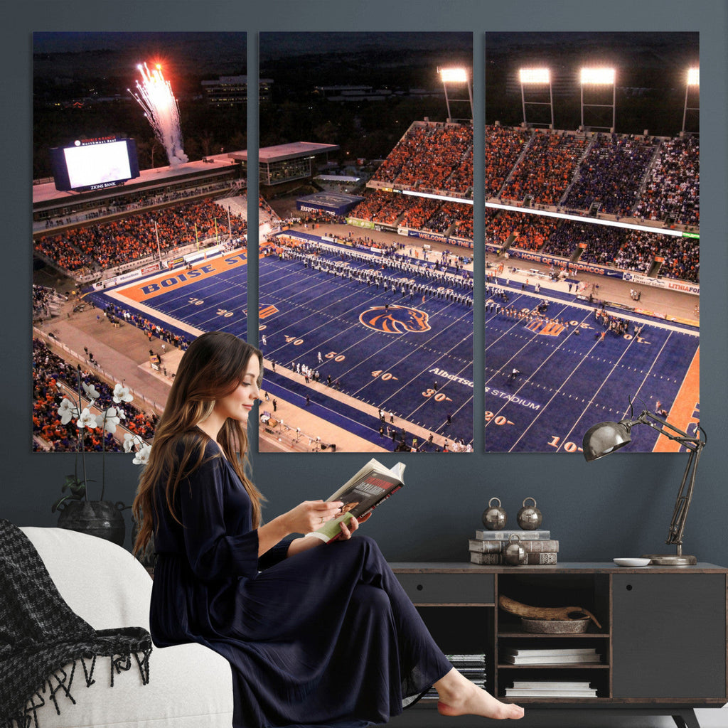 Boise State Broncos Albertsons Stadium Wall Art Canvas Print