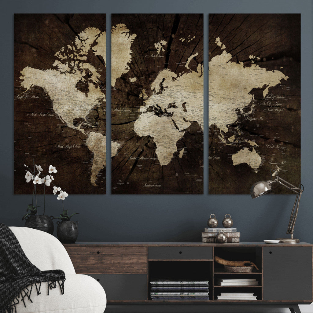 World Map Wall Art Canvas Print | Framed Travel Map Wall Art