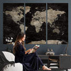 Detailed World Map Wall Art Print | Large Framed World Map Canvas