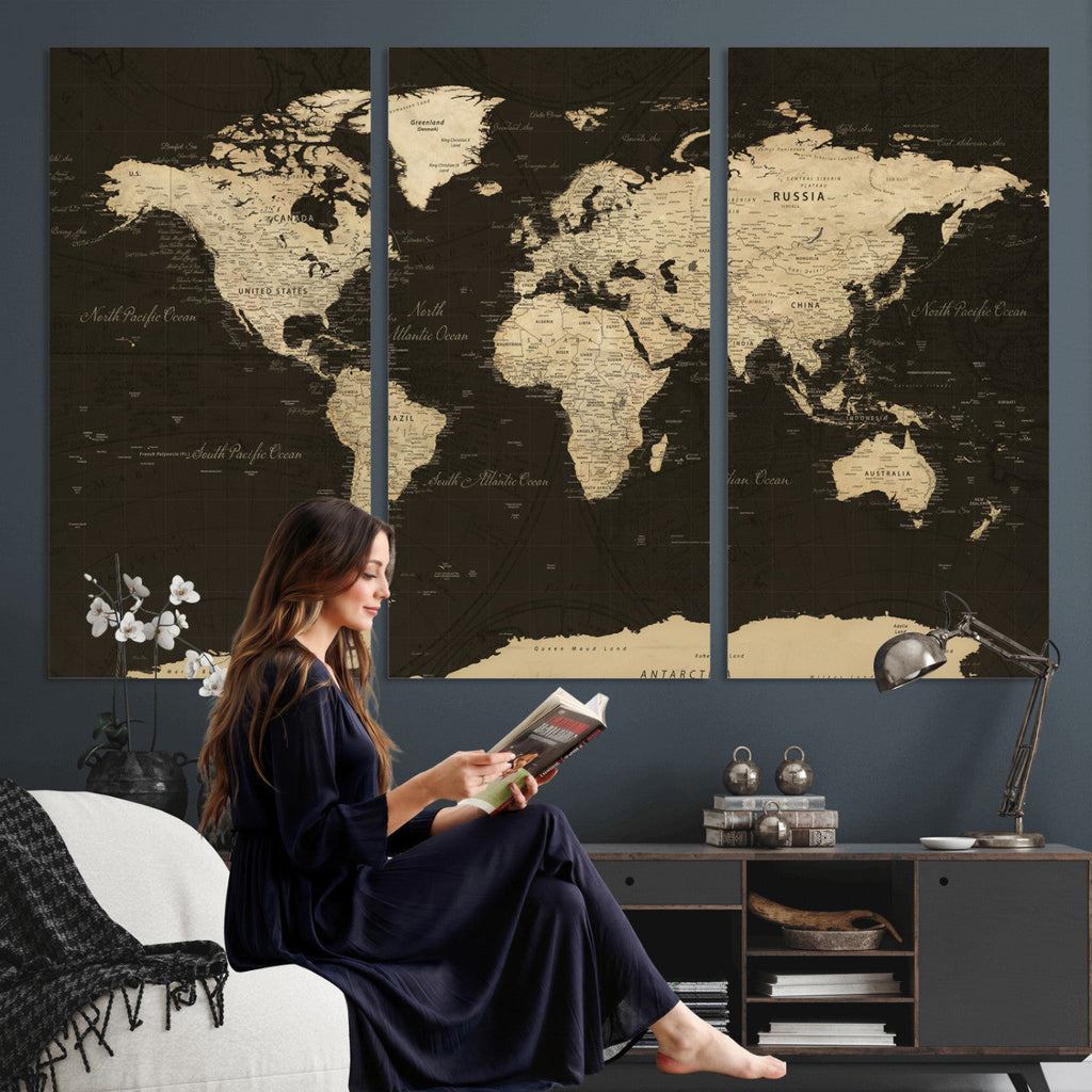 World Map Canvas Print | Framed World Map Wall Art for Couples