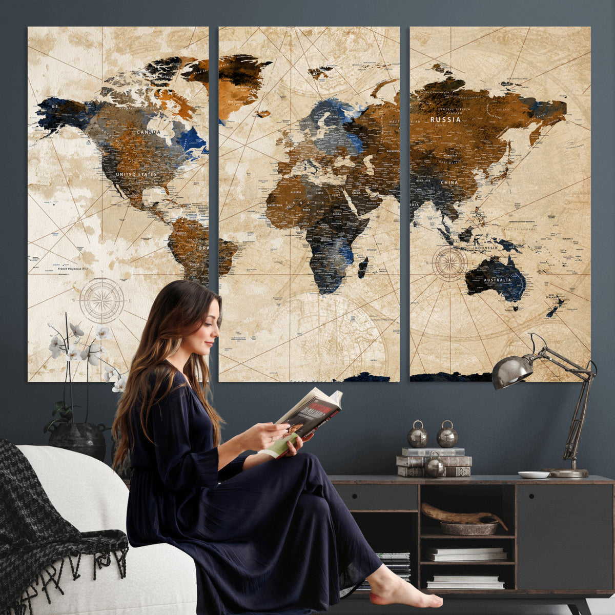 World Map Canvas Art Print | Framed Travel Map Wall Art