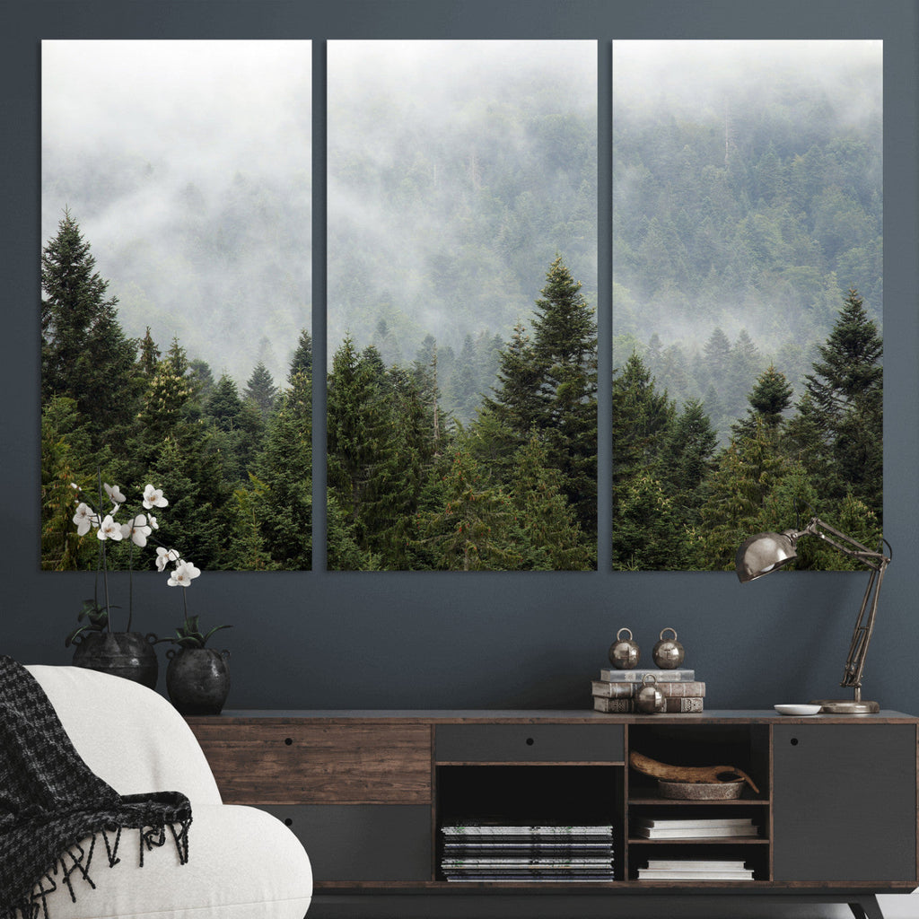 Misty Mountain Forest Wall Art Canvas Print