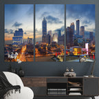 Atlanta Skyline Wall Art Canvas Print, Atlanta Downtown Night Cityscape
