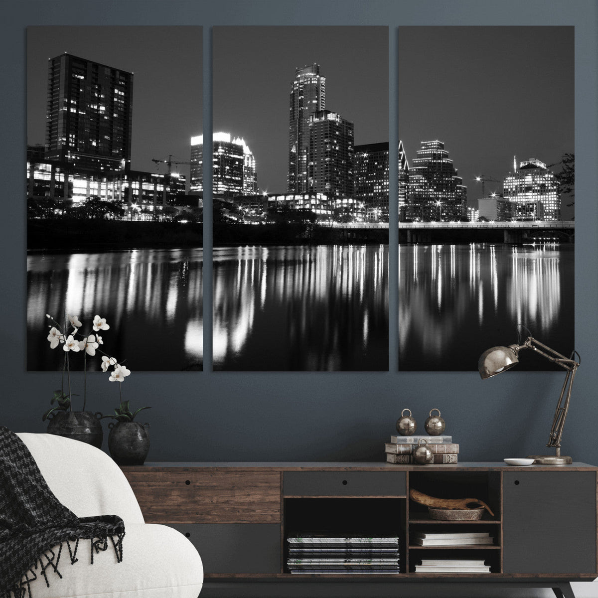 Austin Skyline Wall Art Canvas Print, Austin Downtown Night Cityscape