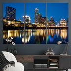 Austin Skyline Wall Art Canvas Print, Austin Downtown Night Cityscape