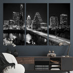 Austin Skyline Wall Art Canvas Print, Austin Downtown Night Cityscape