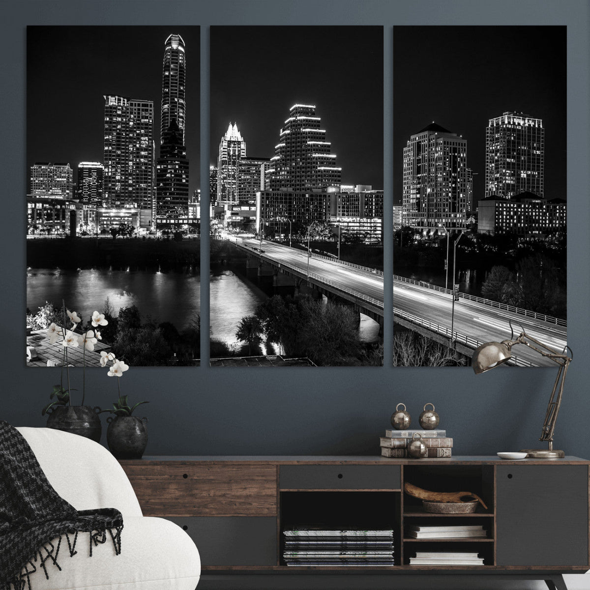 Austin Skyline Wall Art Canvas Print, Austin Downtown Night Cityscape
