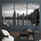 Chicago Wall Art Canvas Print, Chicago City Downtown Night Cityscape