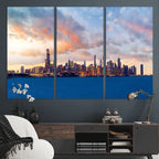 Chicago Wall Art Canvas Print - Chicago City Downtown Night Cityscape