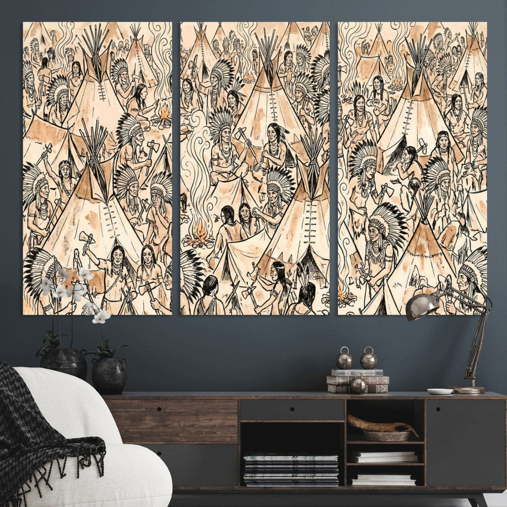 Native American Indian Wall Art Canvas Print