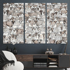 Abstract Texas Cow Wall Art Canvas Print, Farm Longhorn Art for Cabin Decor