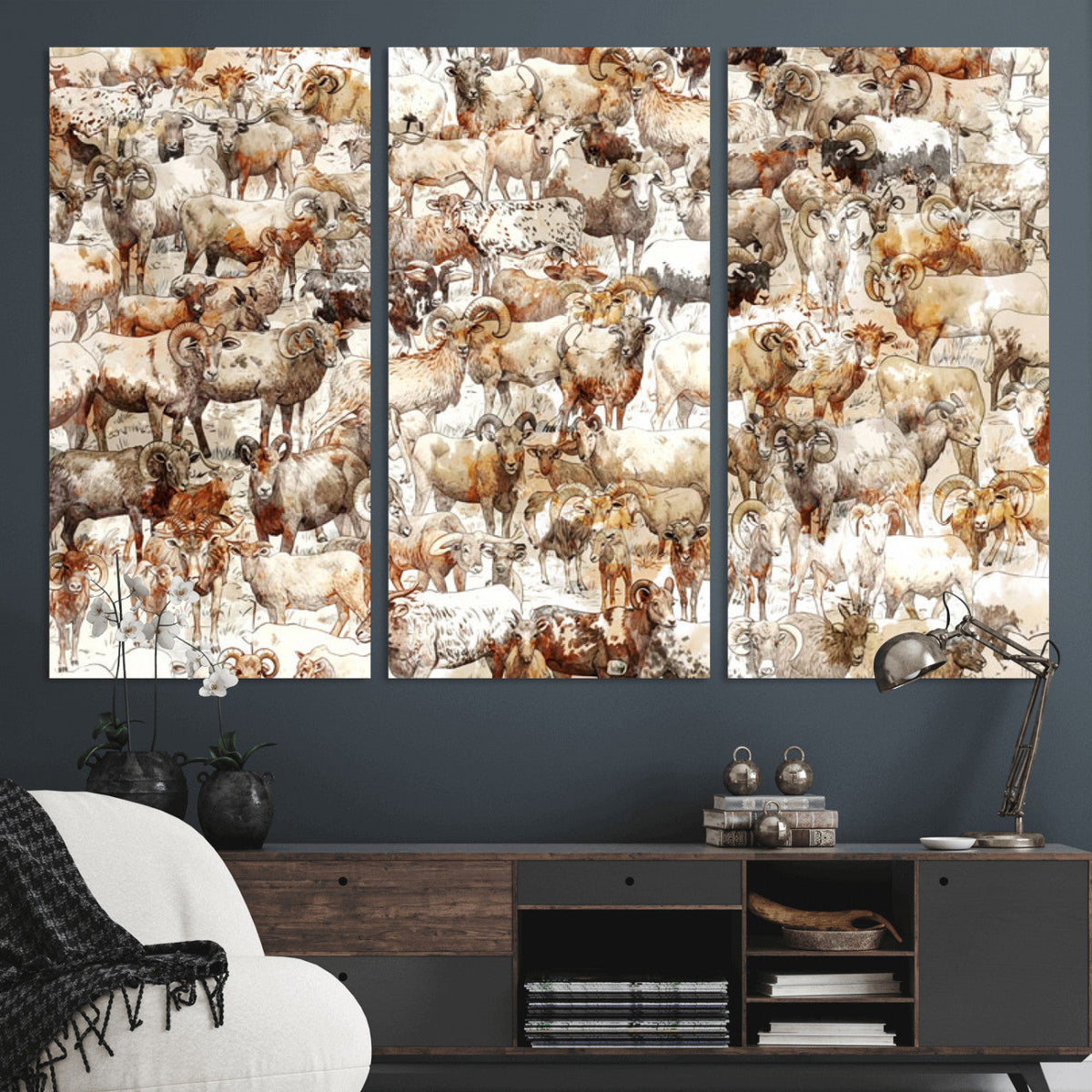 Farmhouse Bighorn Sheep Wall Art Canvas Print