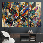 Geometric Abstract Wall Art Canvas Print, Orange Blue