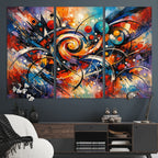 Geometric Abstract Wall Art Canvas Print, Orange Blue