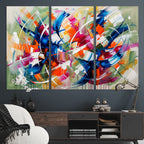 Geometric Abstract Wall Art Canvas Print, Orange Blue