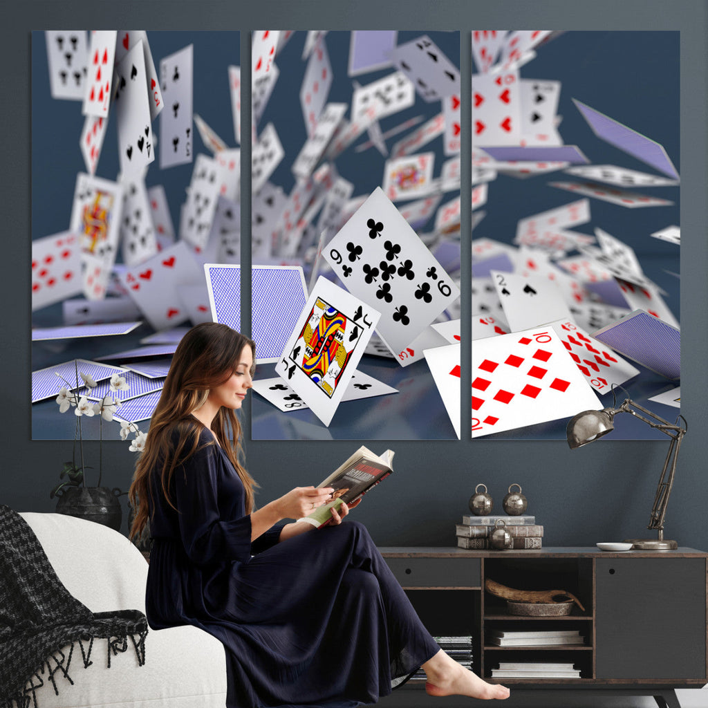 Playing Cards Canvas Wall Art | Casino Game Room Decor