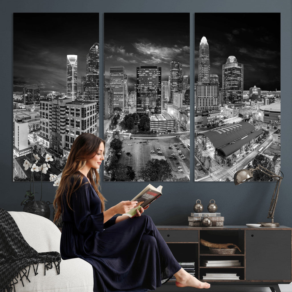 Charlotte Skyline Canvas Wall Art Print | North Carolina Cityscape