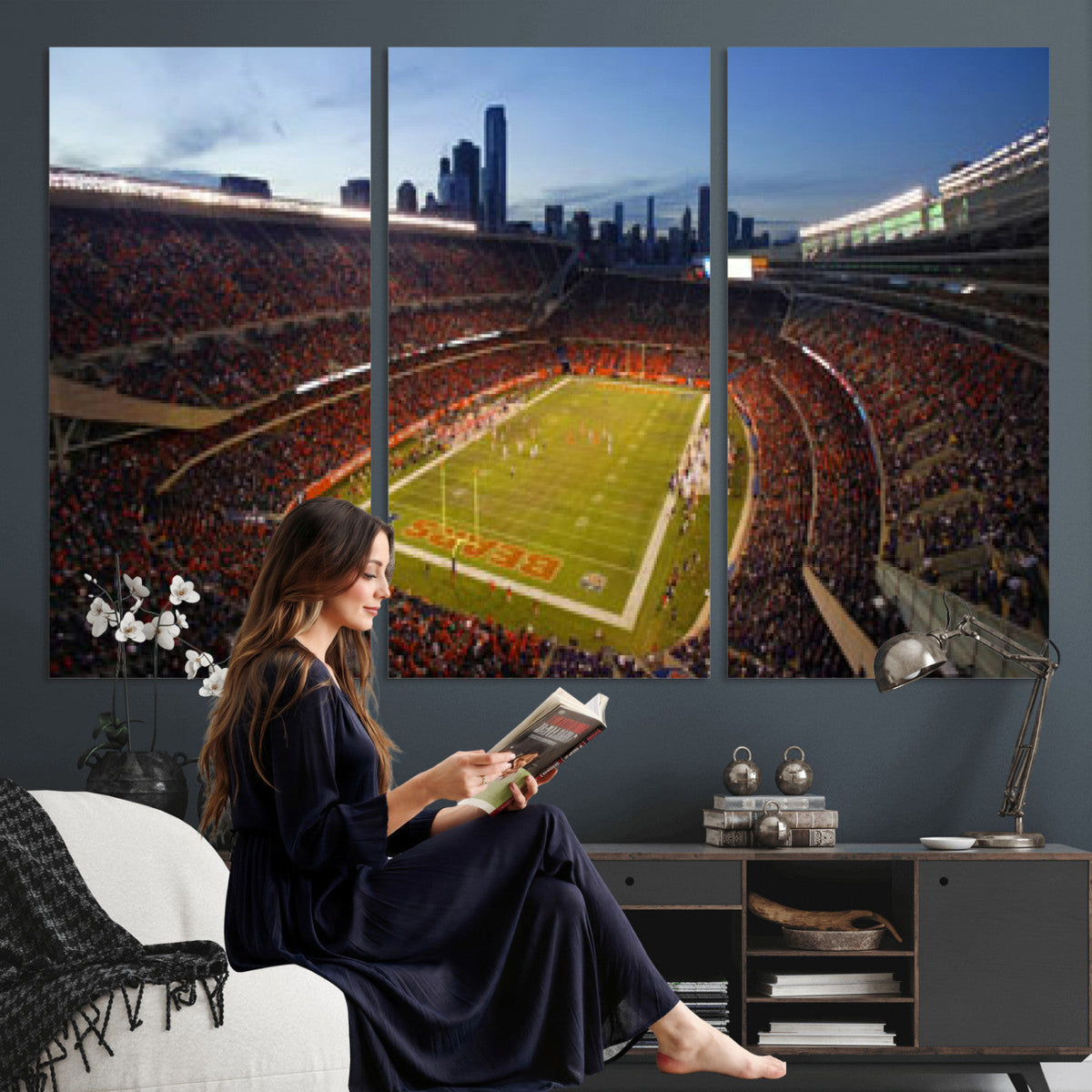 Chicago Bears Soldier Field Canvas Wall Art, NFL Stadium Panorama