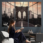 Brooklyn Bridge Canvas Wall Art, New York City Skyline Photography