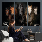 Horse Wall Art Canvas Print, Wild Horses Portrait Photography, Rustic Ranch Decor