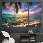Framed Tropical Sunset Art Canvas Print