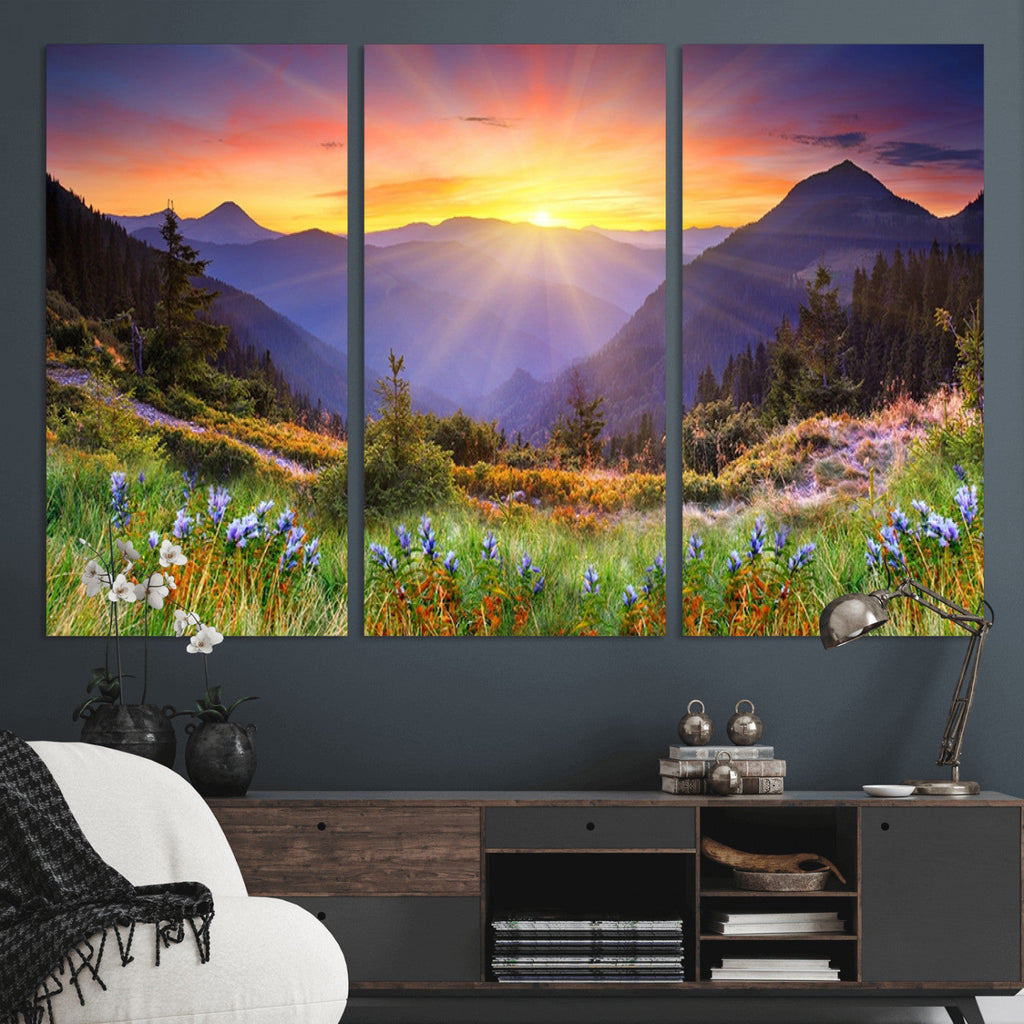 Mountain and Spring Wall Art Canvas Print