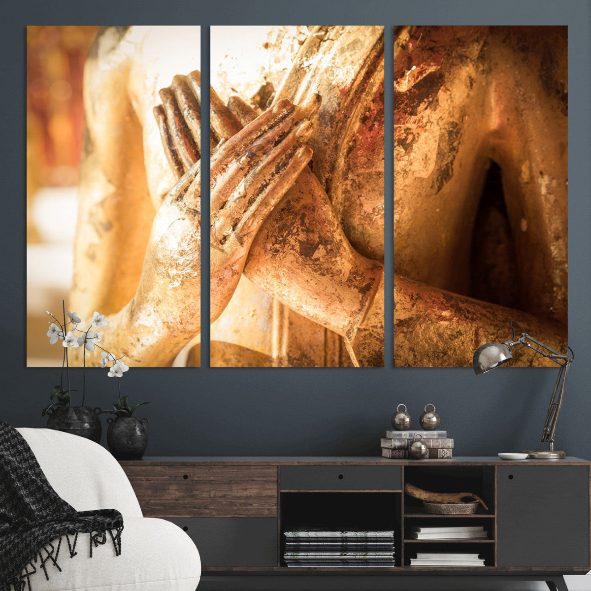 Buddha Statue Hands Wall Art Canvas Print