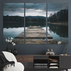 Wooden Bridge Near Lake Wall Art Canvas Print