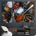 Spices and Seasonings Canvas Wall Art | Colorful Triptych Kitchen Decor