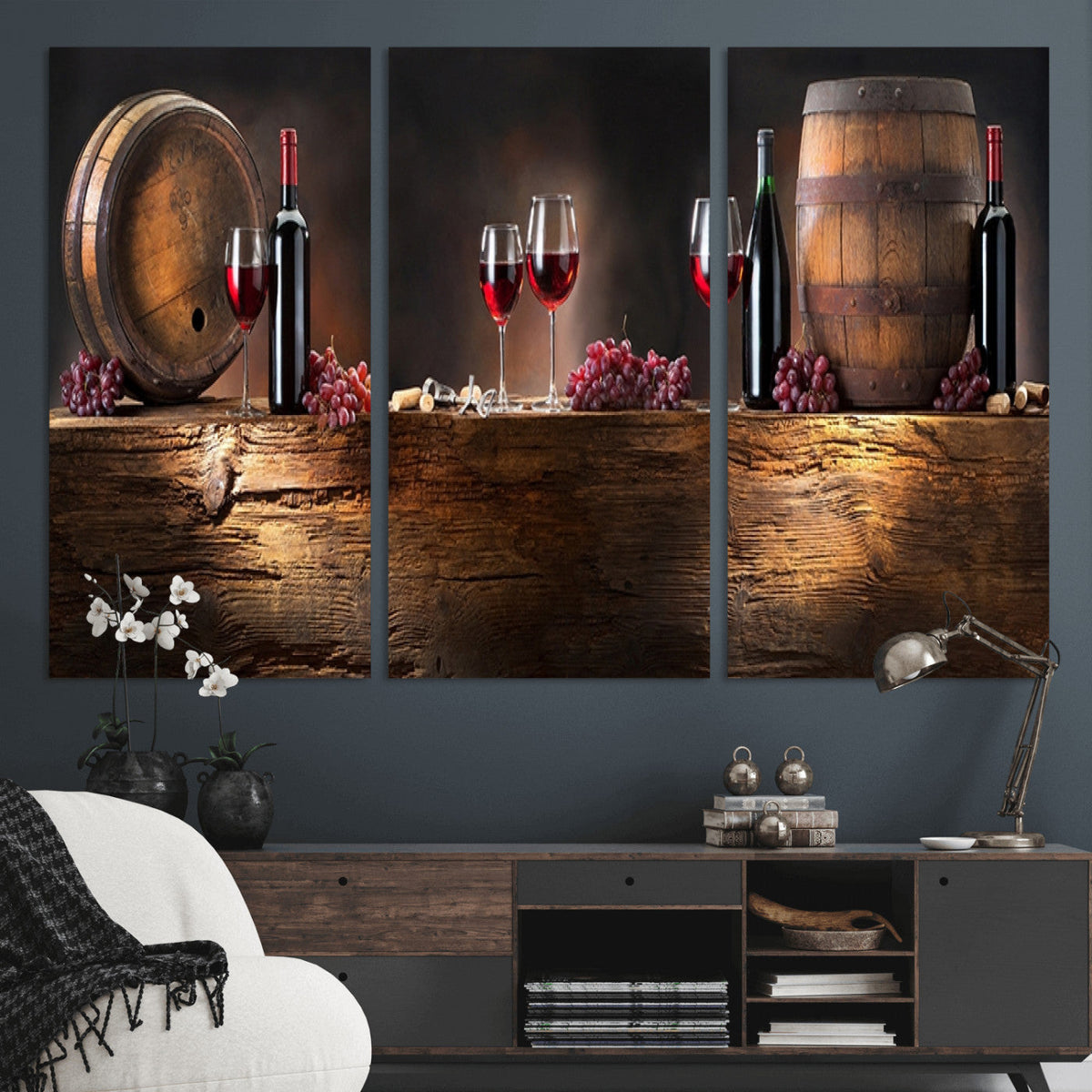 Wine and Barrels Wall Art Canvas Print