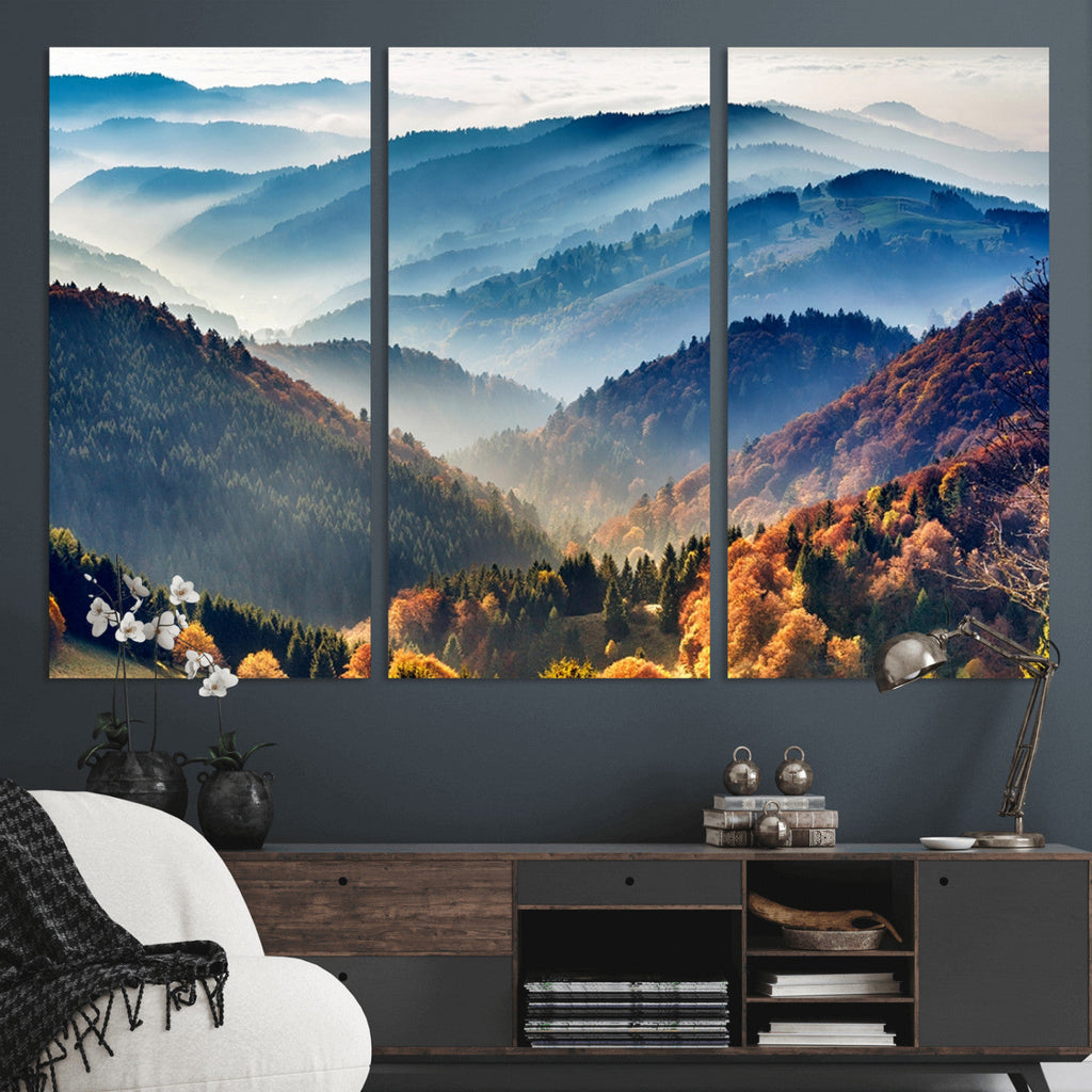 Mountains Forest Autumn Wall Art Canvas Print
