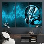 Music and Microphone Wall Art Canvas Print