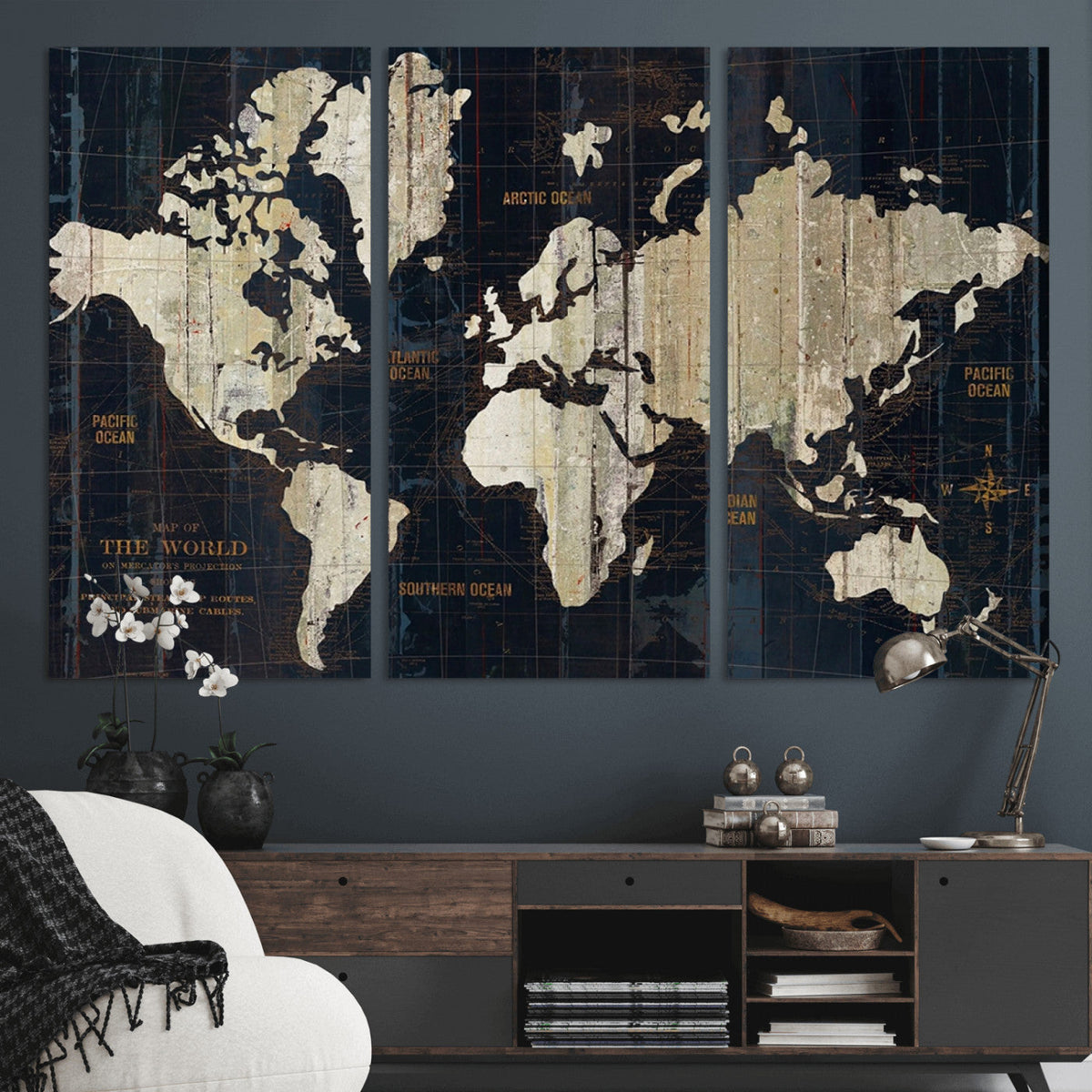 Antique Old World Map Wall Art Canvas Print