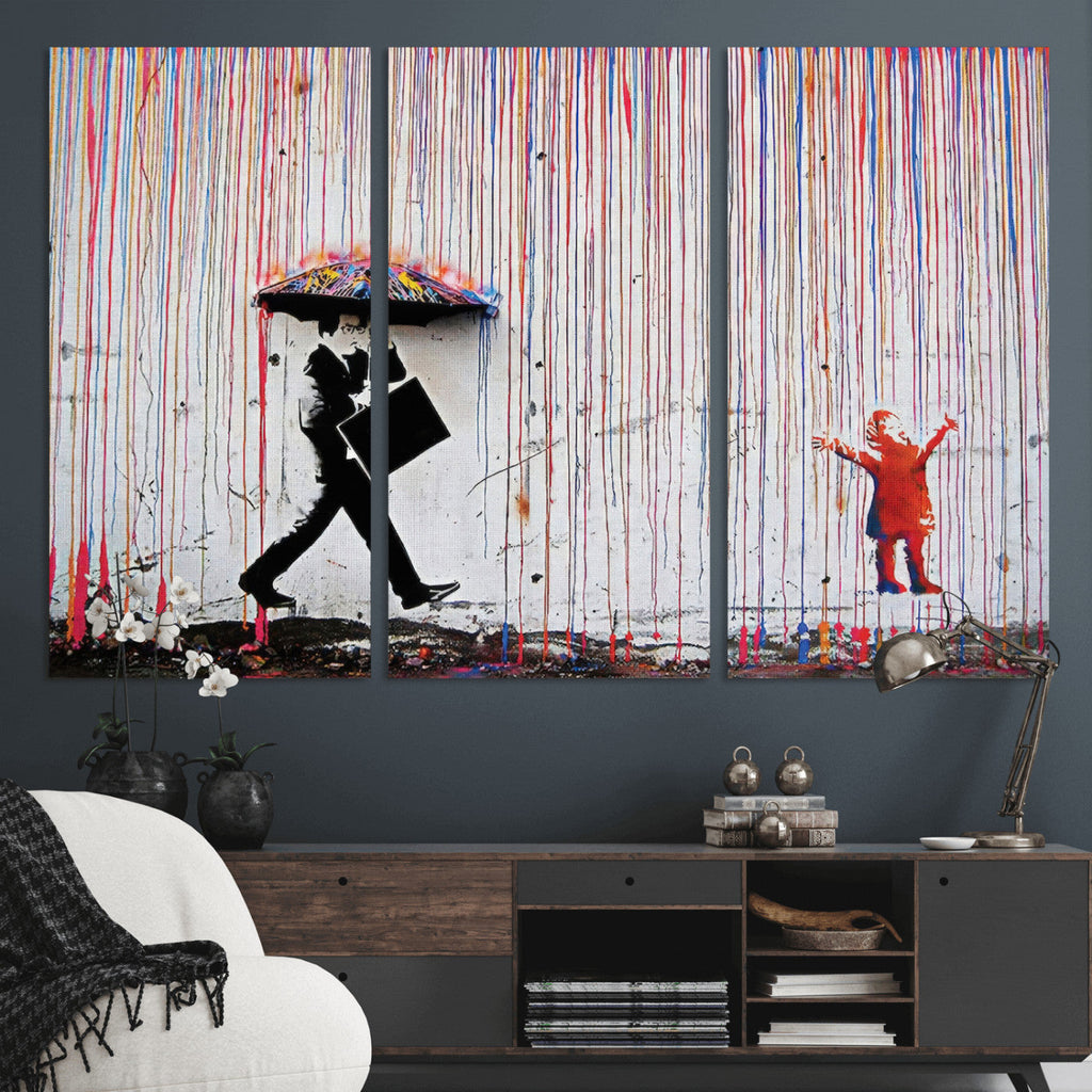 Banksy Wall Art Canvas Print | Framed Graffiti Street Art Picture