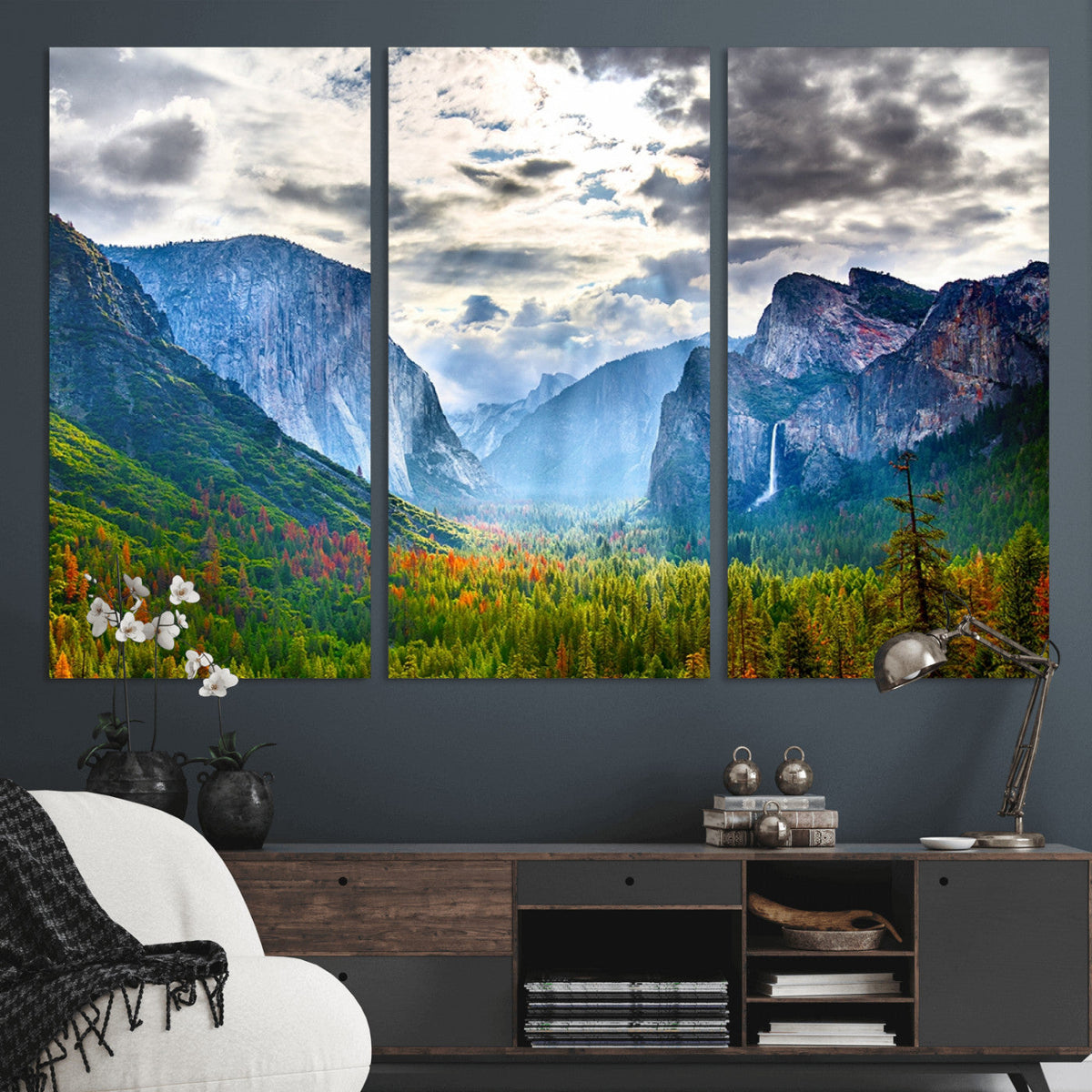 Yosemite Park Half Dome 3 Panel Canvas Print | Large Giclée Landscape Wall Art