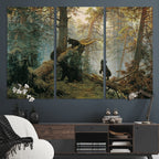 Baby Bears in Forest Wall Art Canvas Print