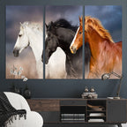 Animal Wall Art Three Horses Farmhouse Art Canvas Print