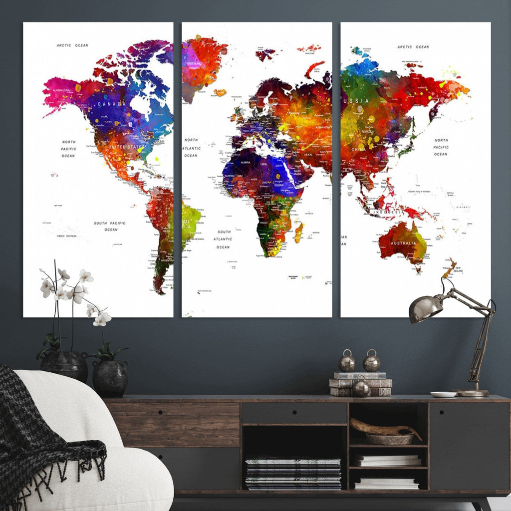World Map Canvas Print | Detailed Map of the World Wall Art