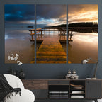 Serene Lake Pier at Sunset Canvas Print | Landscape Wall Art | Ready to Hang
