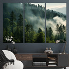 Misty Forest Wall Art Premium Canvas Print, Foggy and Serene Atmosphere